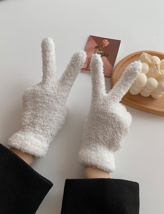 Cute Winter Thick Fuzzy Plush Gloves