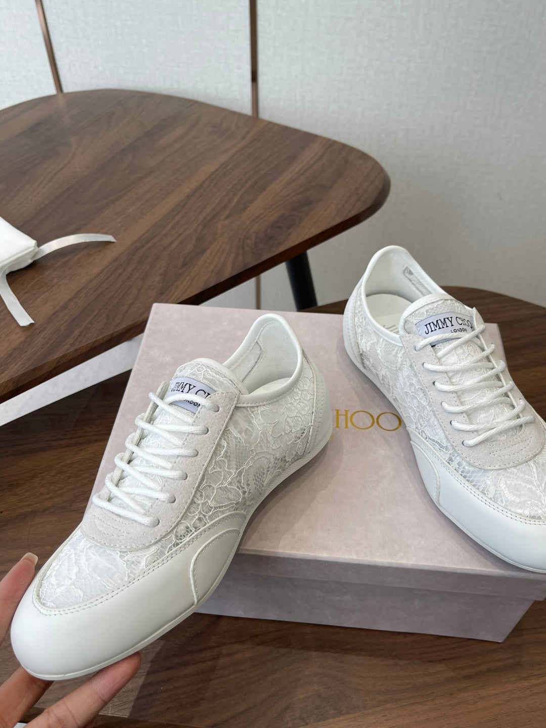 Jimmy Choo Sunny F Sneaker White Lace Leather