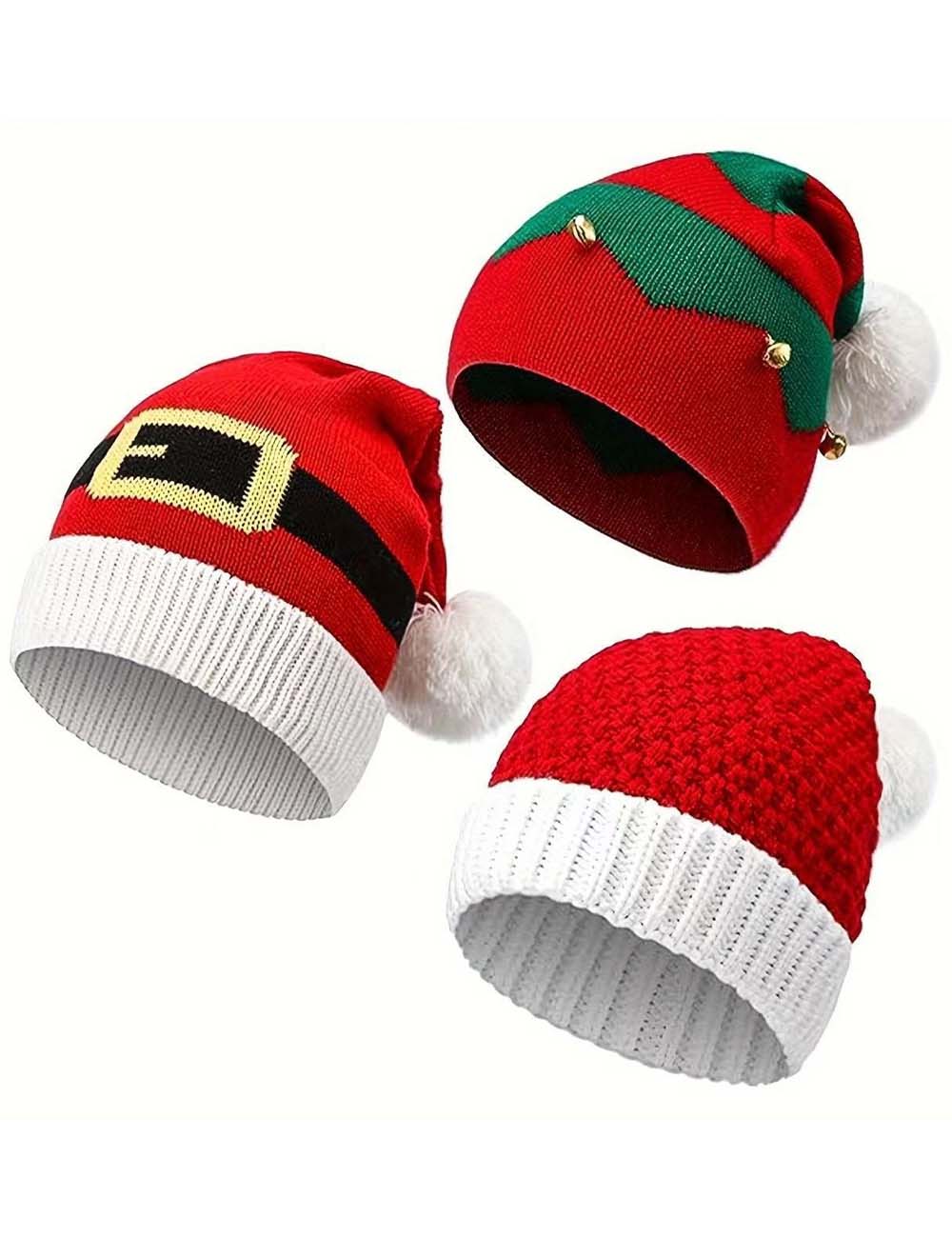 Winter Cable Knit Christmas Beanie Hat With Pom