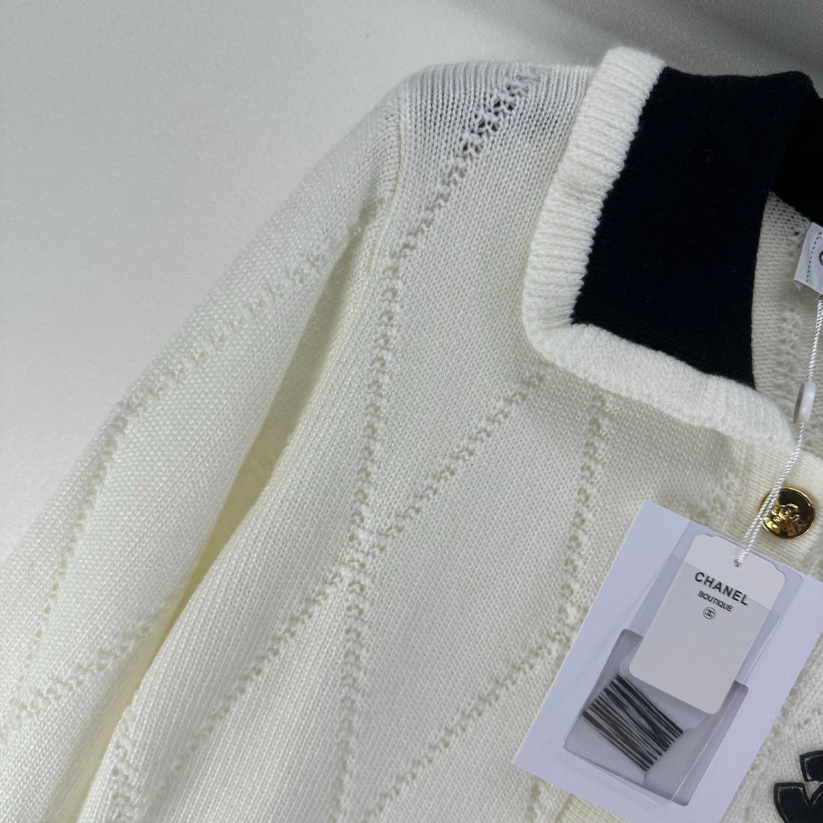 CC 26s Cardigan Black White Wool Nylon 345977
