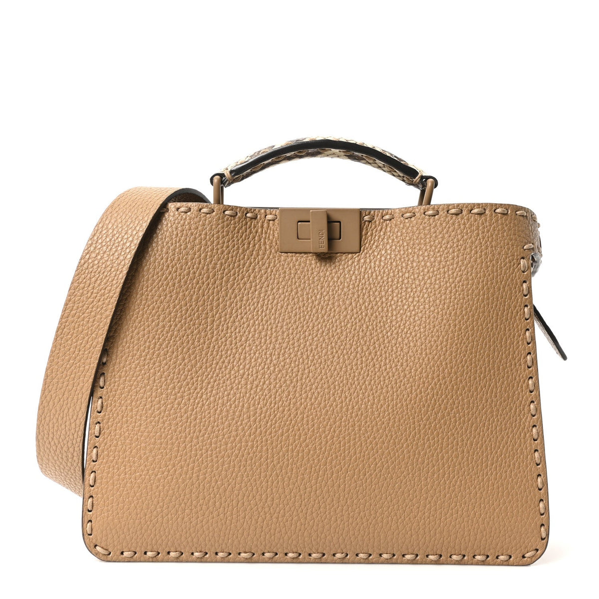 Cuoio Romano Vitello Elaphe Cover Sellerissima Monochrome Mini Peekaboo I SEE U Satchel Cammello