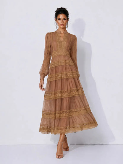 Celeste Elegant Cut-Out Panel Maxi Dress