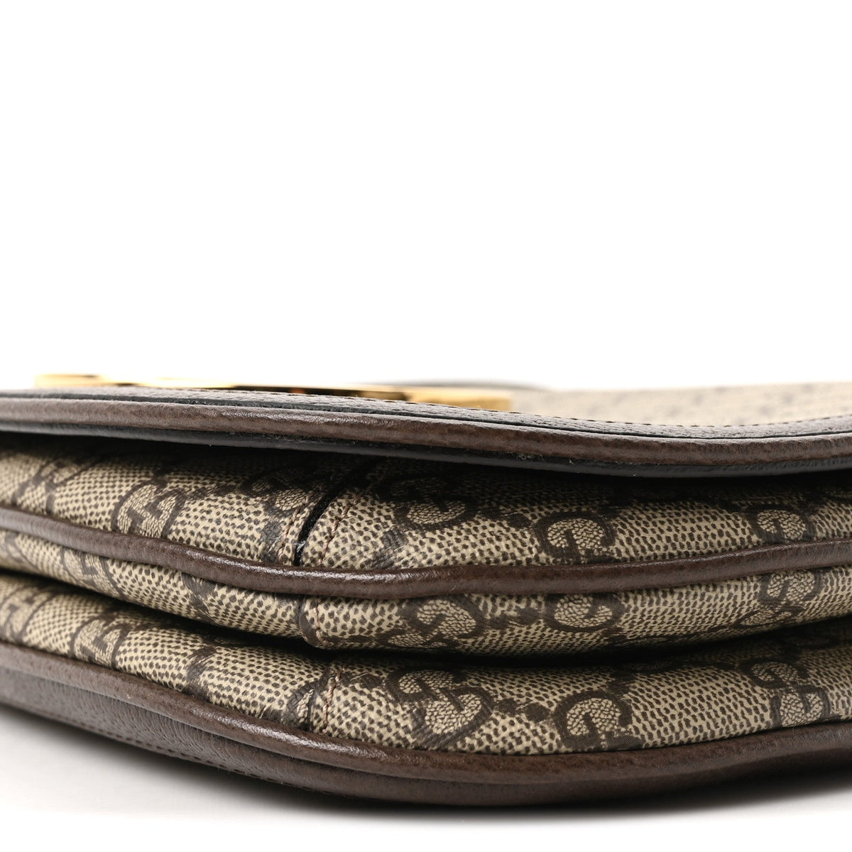 GG Supreme Monogram Textured Dollar Calfskin Web Medium Blondie Shoulder Flap Bag Beige Ebony New Acero