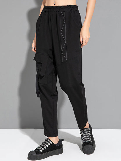 Harem Pants Ninth Pants Pockets Split-Joint Casual Pants Bottoms Ninth Pants