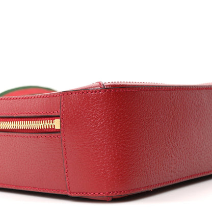 GG Supreme Monogram Flora Web Small Ophidia Top Handle Shoulder Bag Hibiscus Red