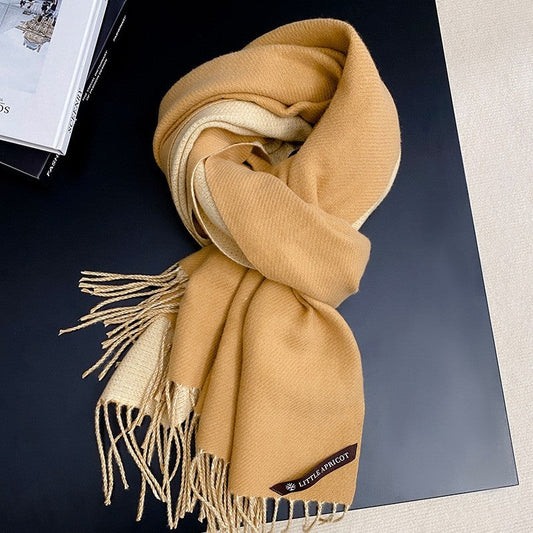 Color Blocking Imitation Cashmere Thick Warm Scarf