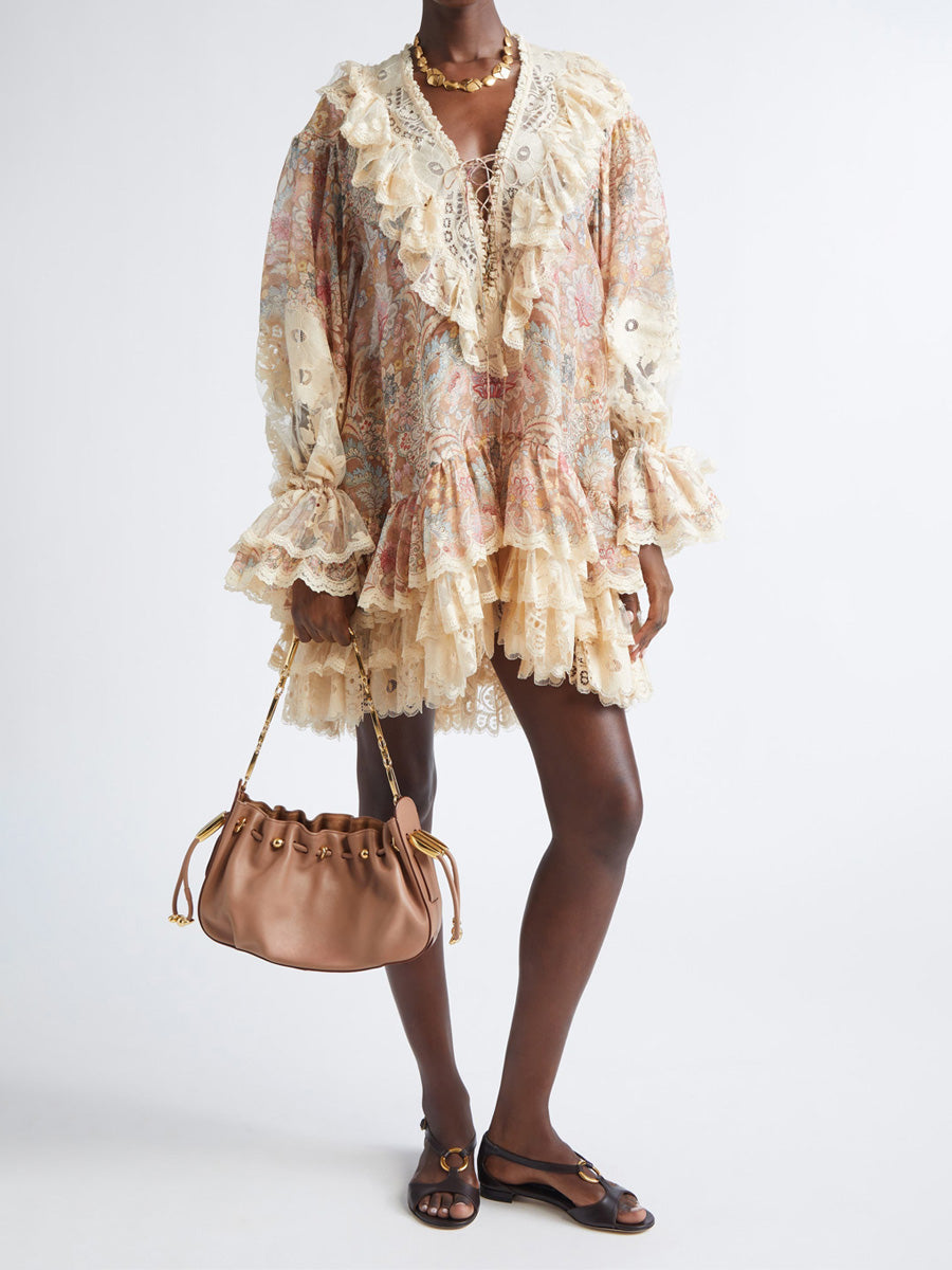 Eliana Linen & Silk Lace-Up Minidress