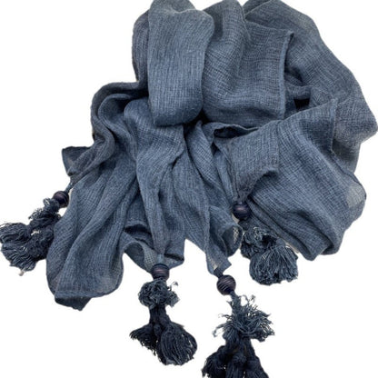 Scarvii - Large Color-Block Scarf With Fringe
