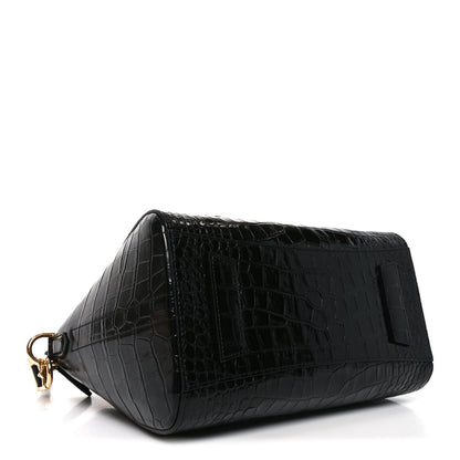 Calfskin Crocodile Embossed Small Antigona Black