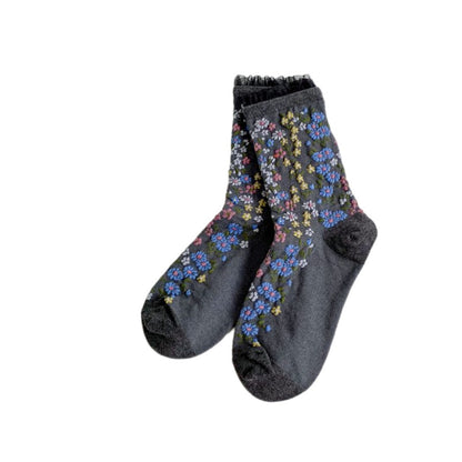 Rufia - Floral Lace Mid-calf Socks - Delicate &amp; Vintage