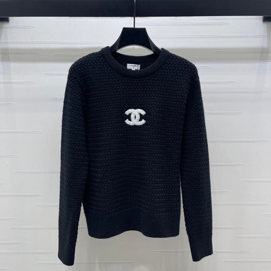 CHANEL 26 LOGO KNIT BLACK SWEATER 335407