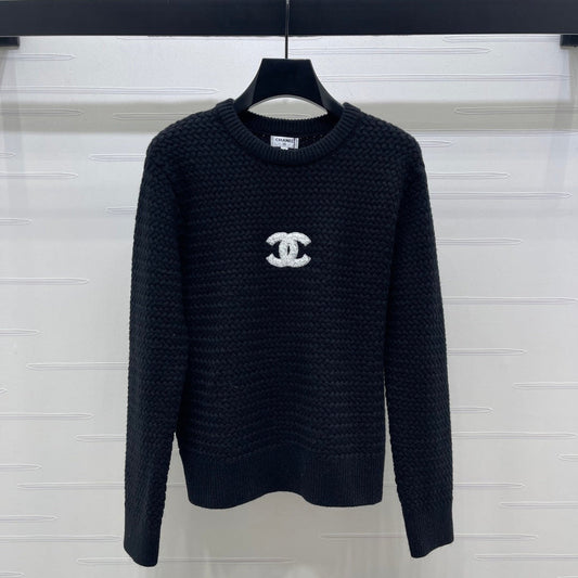 CHANEL 26 LOGO KNIT BLACK SWEATER 335407