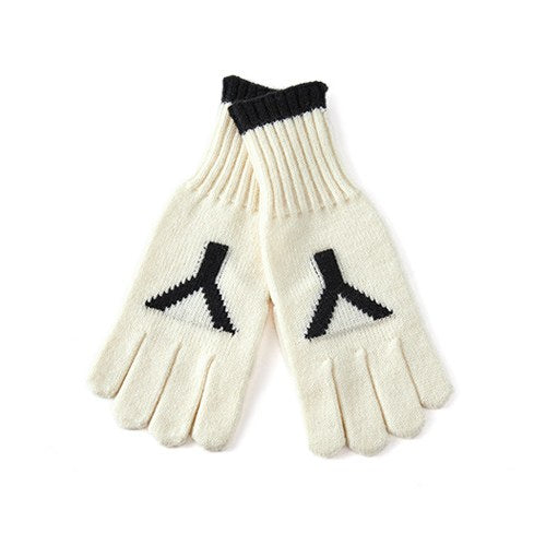 Letter Jacquard Color Block Knit Gloves