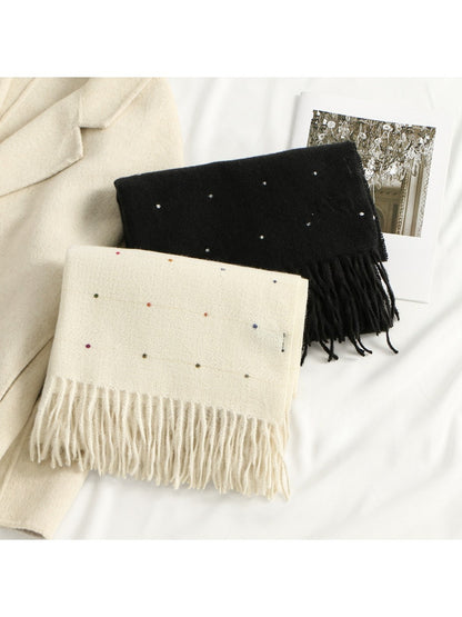 Sscarvii - Polka Dots Tassel Winter Scarf