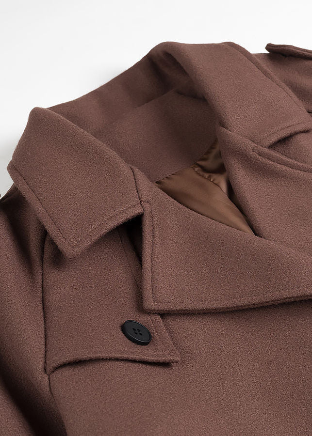 Cropped Wool Blend Belted Trench Jacket