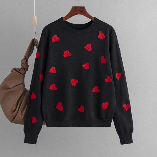 Round Neck Love Pullover Loose Sweater