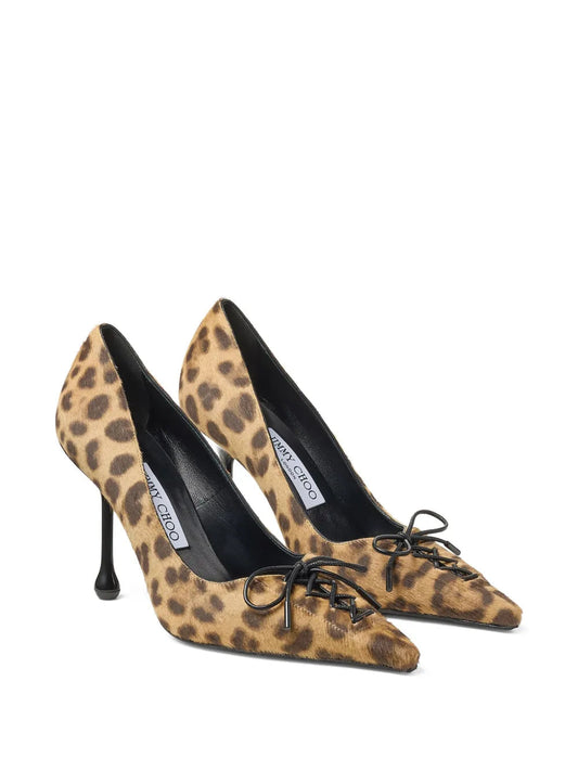 Jimmy Choo 95mm High Pumps Leopard Print Brown Cowhide