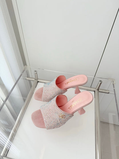 CC 26 Sandal 90 Pink Rhinstone Deer Hide 597376