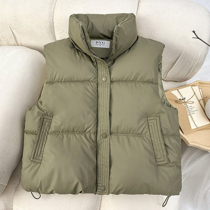 Solid Color Cotton Vest Jacket