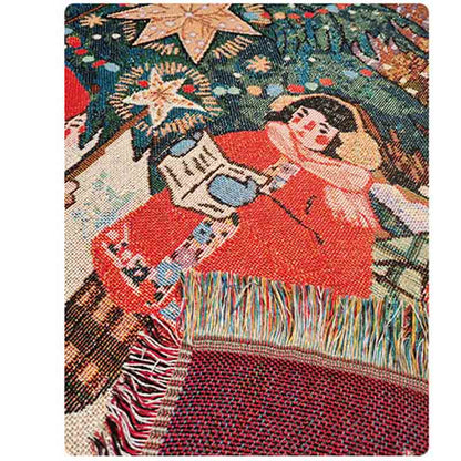 Christmas Jacquard Tassel Home Decor Throw Blanket