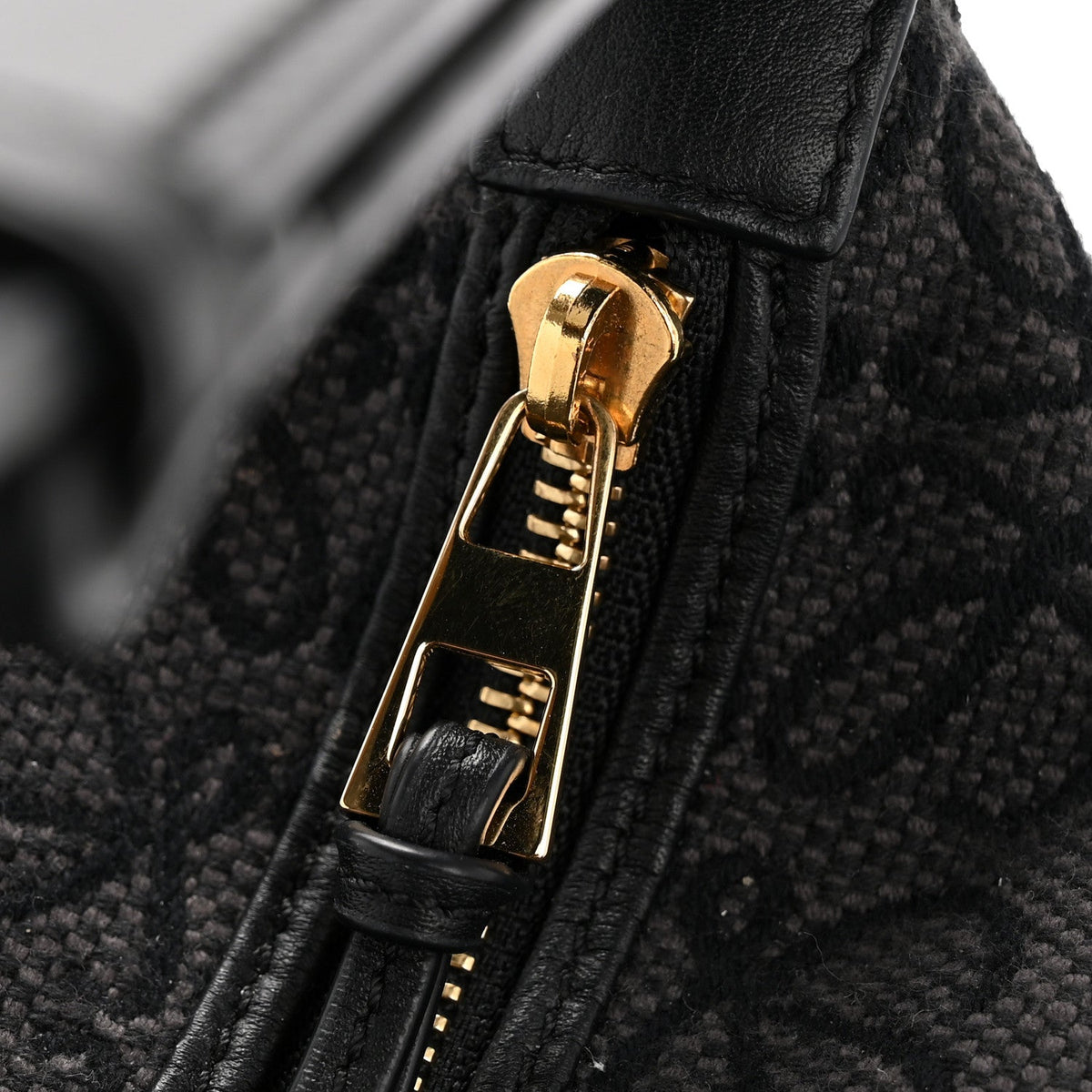 Jacquard Anagram Calfskin Medium Cubi Bag Anthracite Black