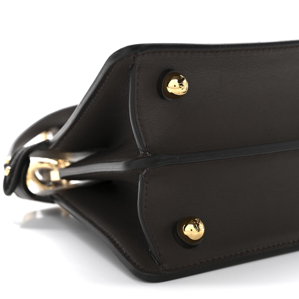 Vitello Seta Shiny Nappa Floral Embroidered Petite Peekaboo I SEE U Satchel Carbone Black