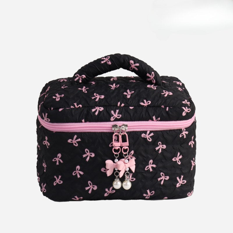 Bow Print Large Capacity Sweet Make Up Bag