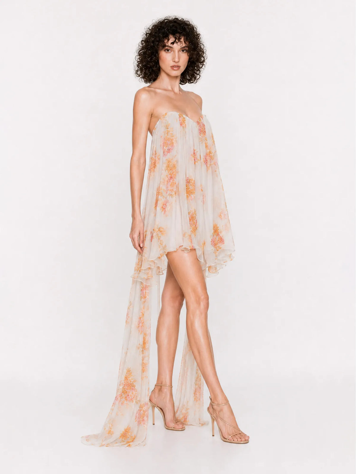Isabella Floral Chiffon Strapless Mini Dress