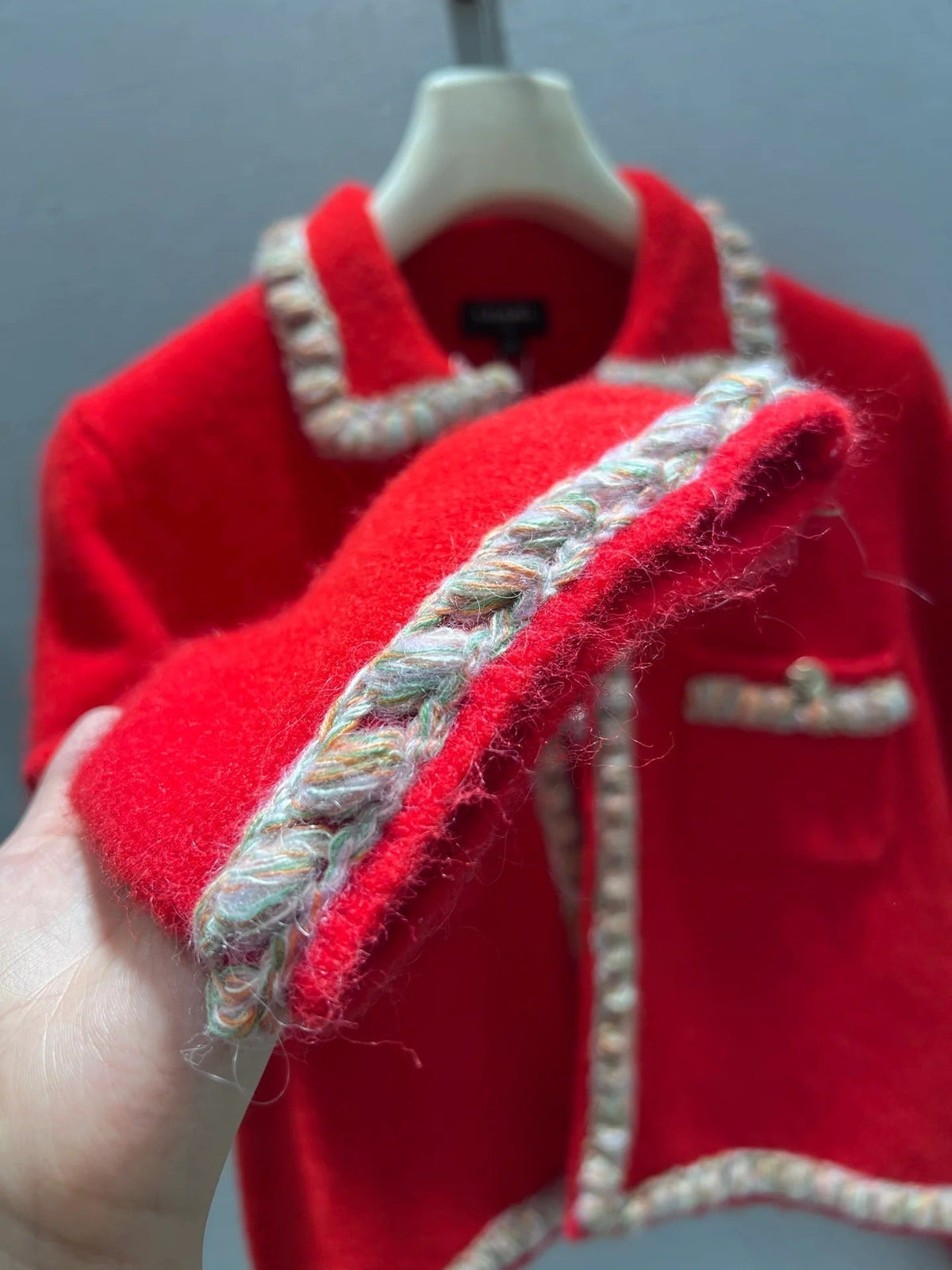 CC 26 Short Jacket Red White Wool 340296