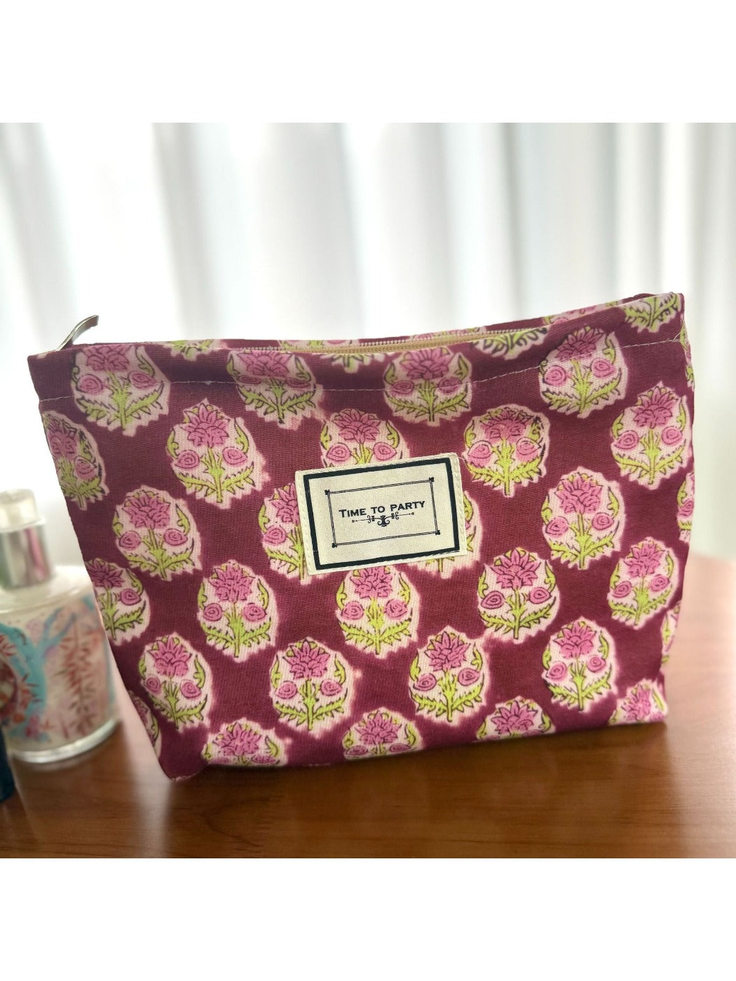 Cosbai -Vintage Canvas Travel Makeup Bag with Floral Patterns