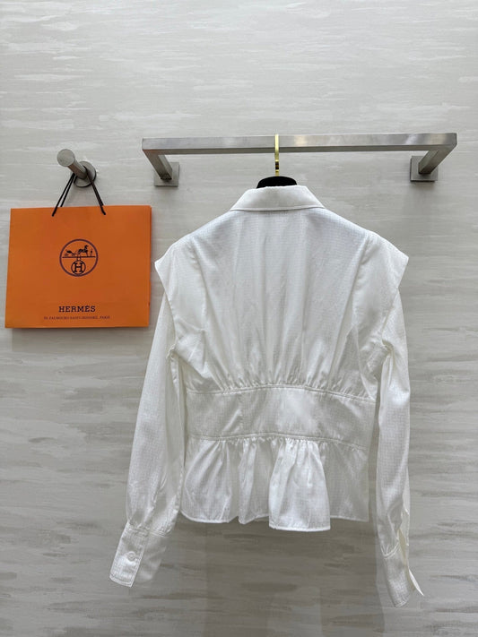 HM Jacquard Shirt with Slim Fit White Silk Cotton 346524