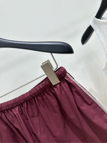 Miu Shorts Burgundy Windproof Fabric 349727