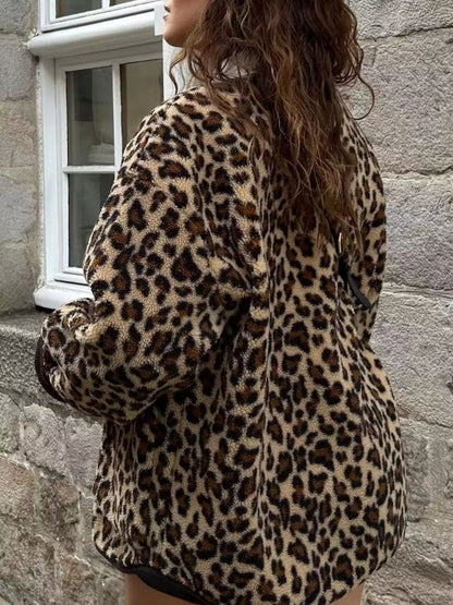 Loose Jacket Plush Fabric Animal Print Style