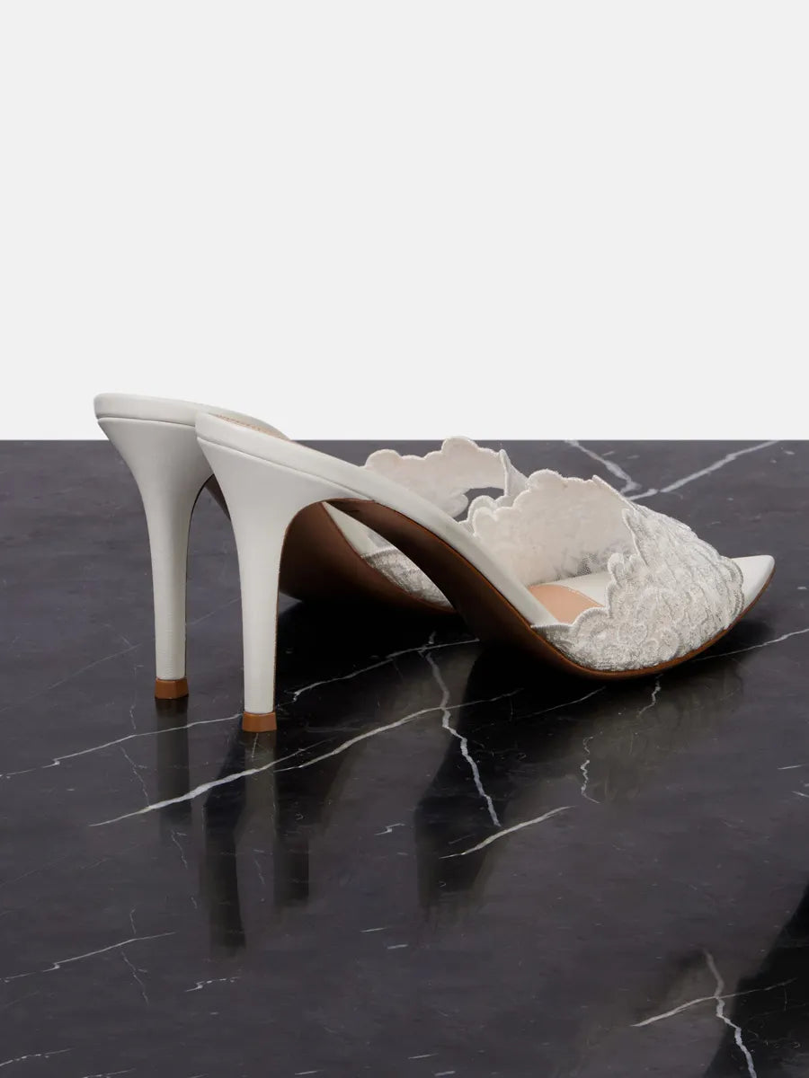 Pandora Lace High-Heel Slides