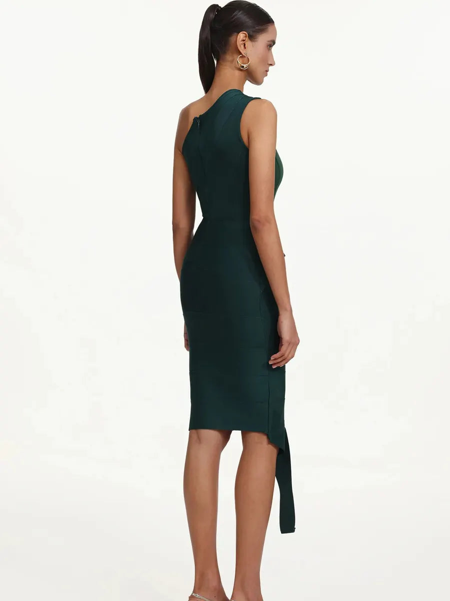 Elira Classic Contour One Shoulder Bandage Midi Dress