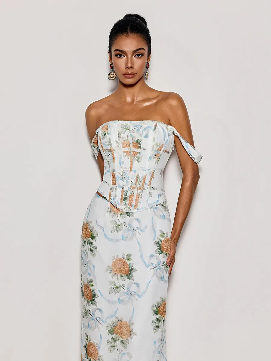 Zoey Off Shoulder Floral Maxi Dress