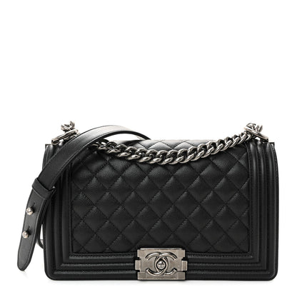 Caviar Quilted Medium Boy Flap Black