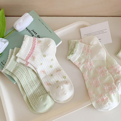 Rufia - Pastel Green &amp; Pink Summer Ankle Socks
