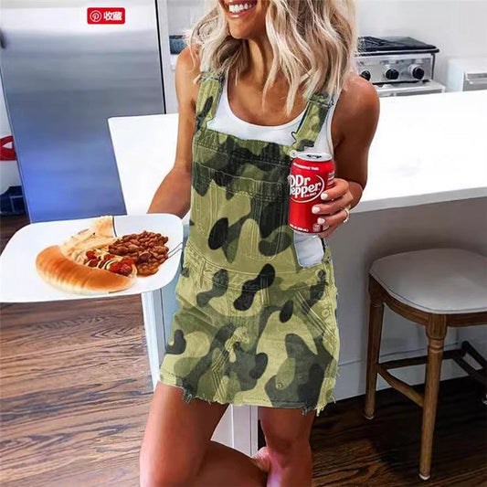 Stylish Versatile Denim Overall Skirt