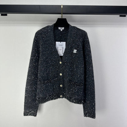 CC V-Neck Grey Cardigan Grey Knit 346012
