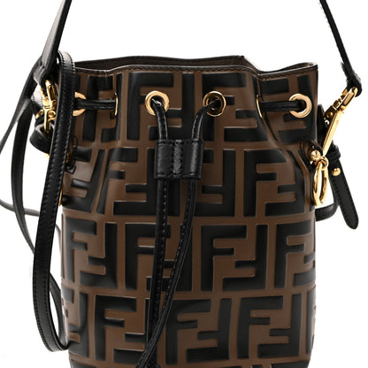 Vitello Liberty F is Fendi Bi-Color FF 1974 Embossed Mini Mon Tresor Bucket Bag Maya Black