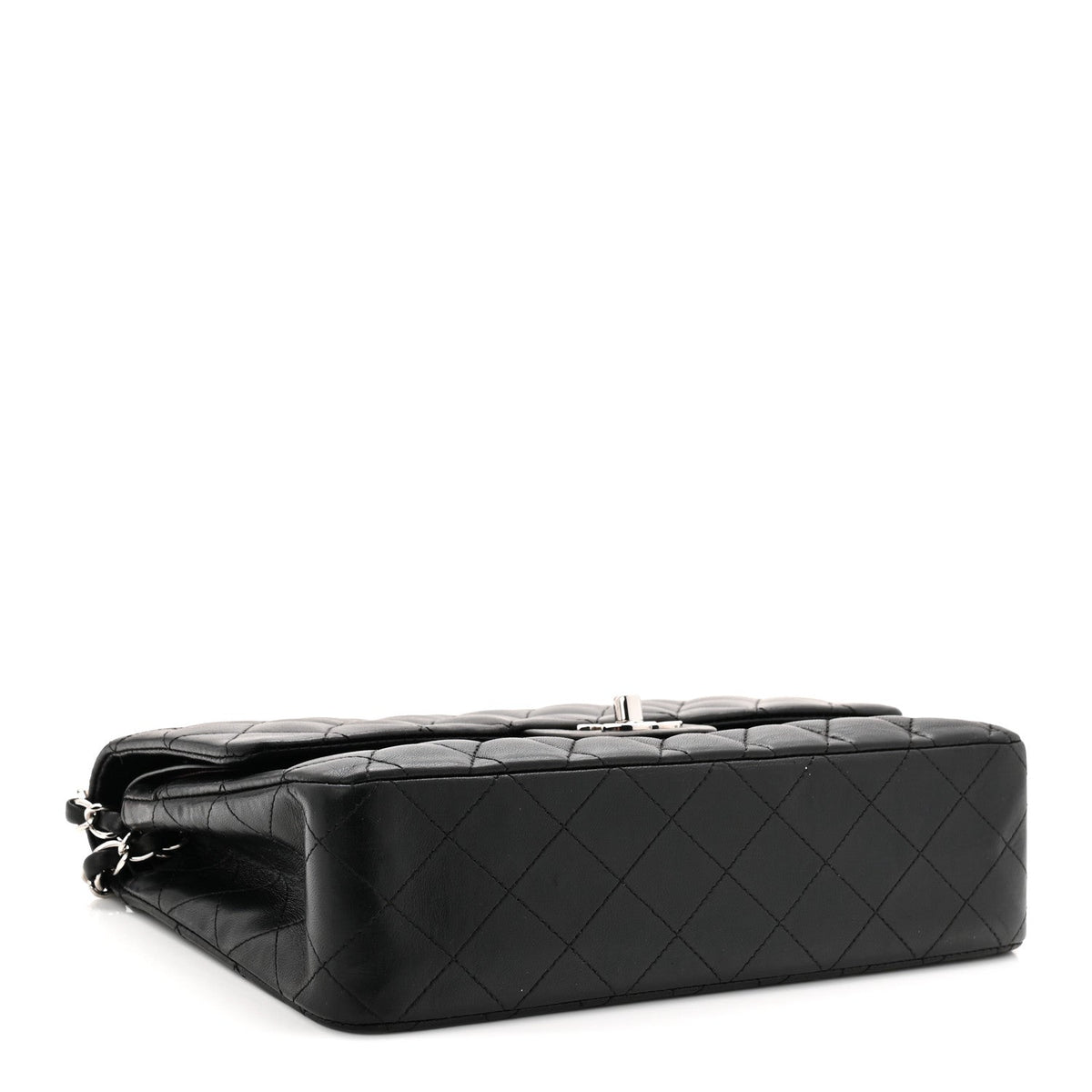 Lambskin Quilted Medium Double Flap Black
