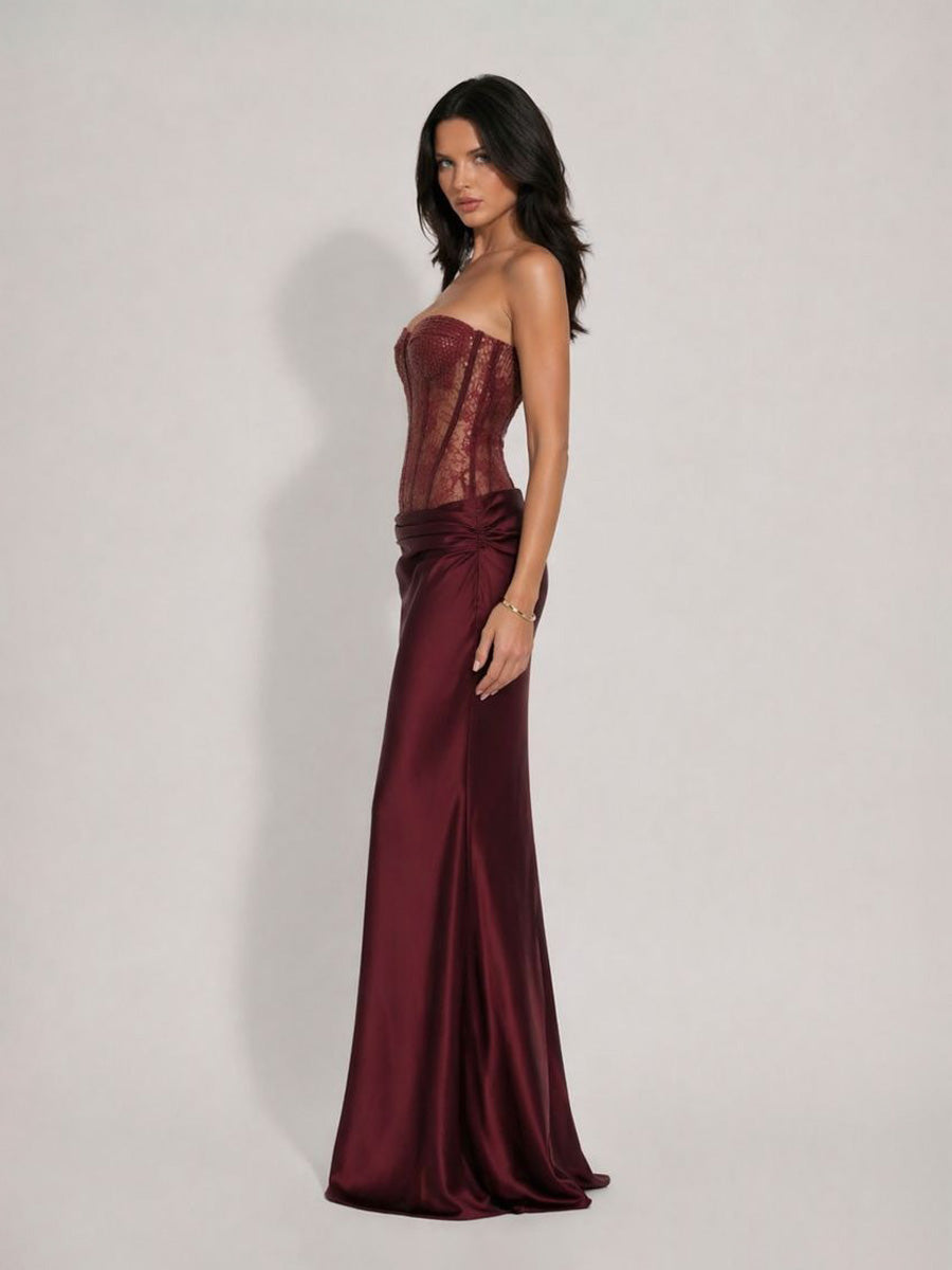 Lydia Strapless Lace Maxi Dress
