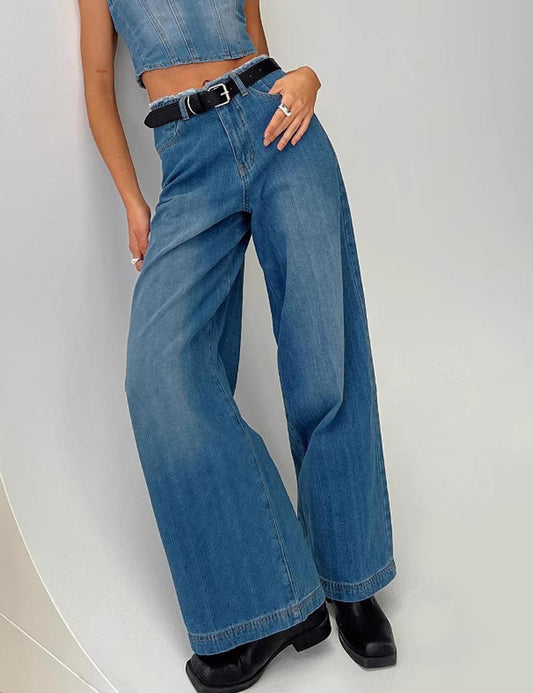 Retro Baggy High Waist Straight Leg Jeans