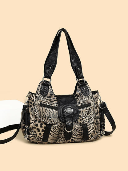 Layla Leopard-Print Studded Handbag