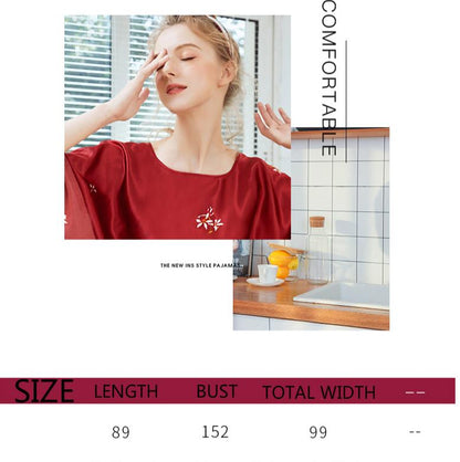 Silk Nightwear Women'S Summer Bats Sleeve Sleeping Skirt Women'S Summer Size Clothing