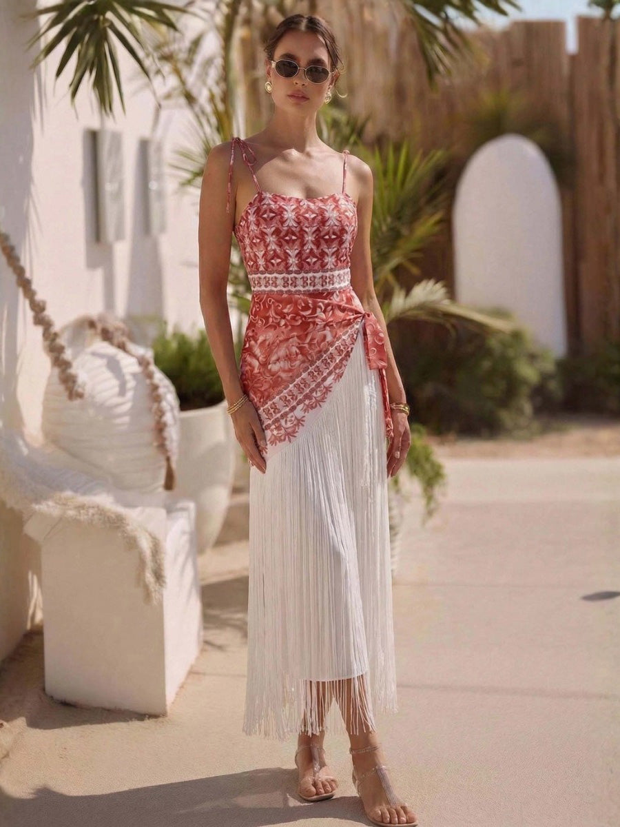 Hazel Ethnic-Style Tasseled Swimsuit Set