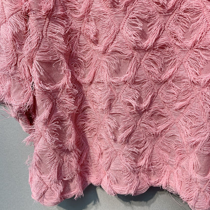CC SS26 Feather-Trimmed Chiffon Top Rosette Pink Chiffon 350964