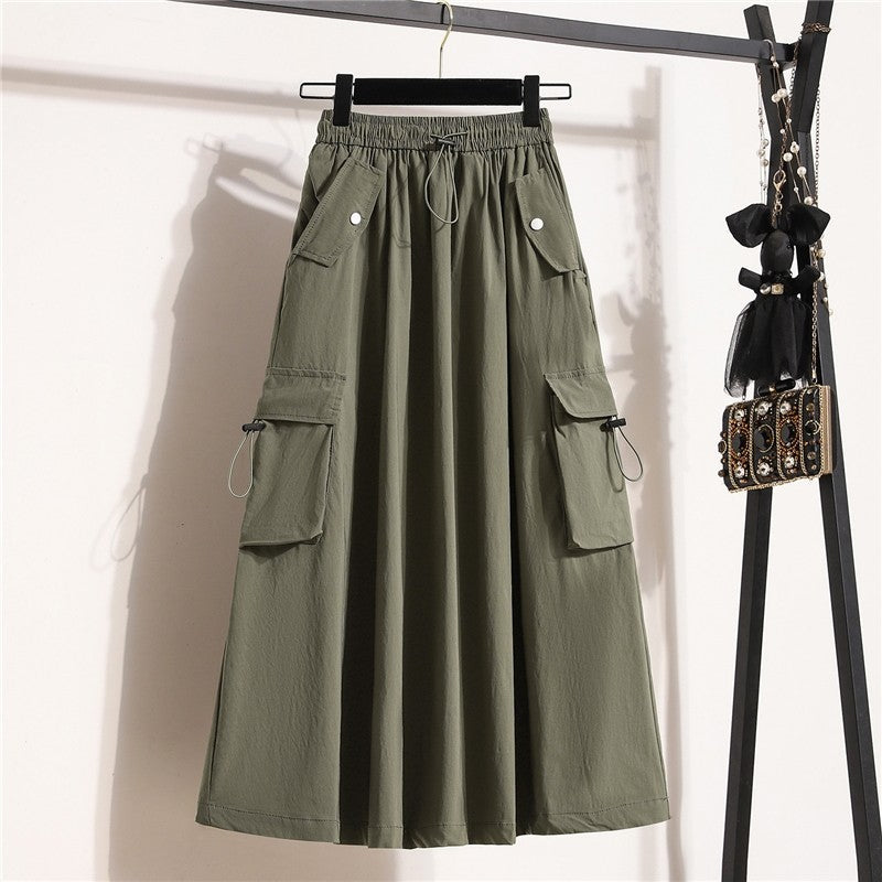 Casual Slim A-Line Drawstring High Waist Skirt