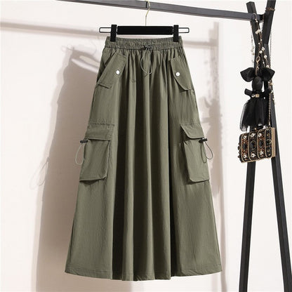 Casual Slim A-Line Drawstring High Waist Skirt